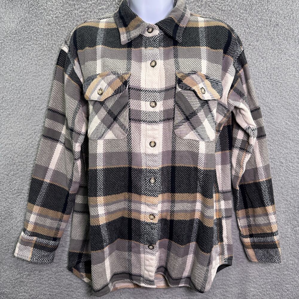 Natural Reflection Shirt Womens Small Plaid‎ Flannel Button Up Oversized Casual